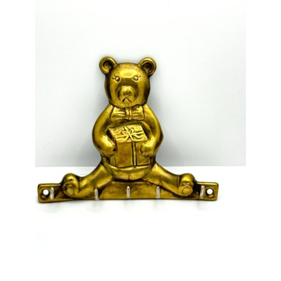 Vintage Brass Bear Key Holder Rack - Picture 4 of 5